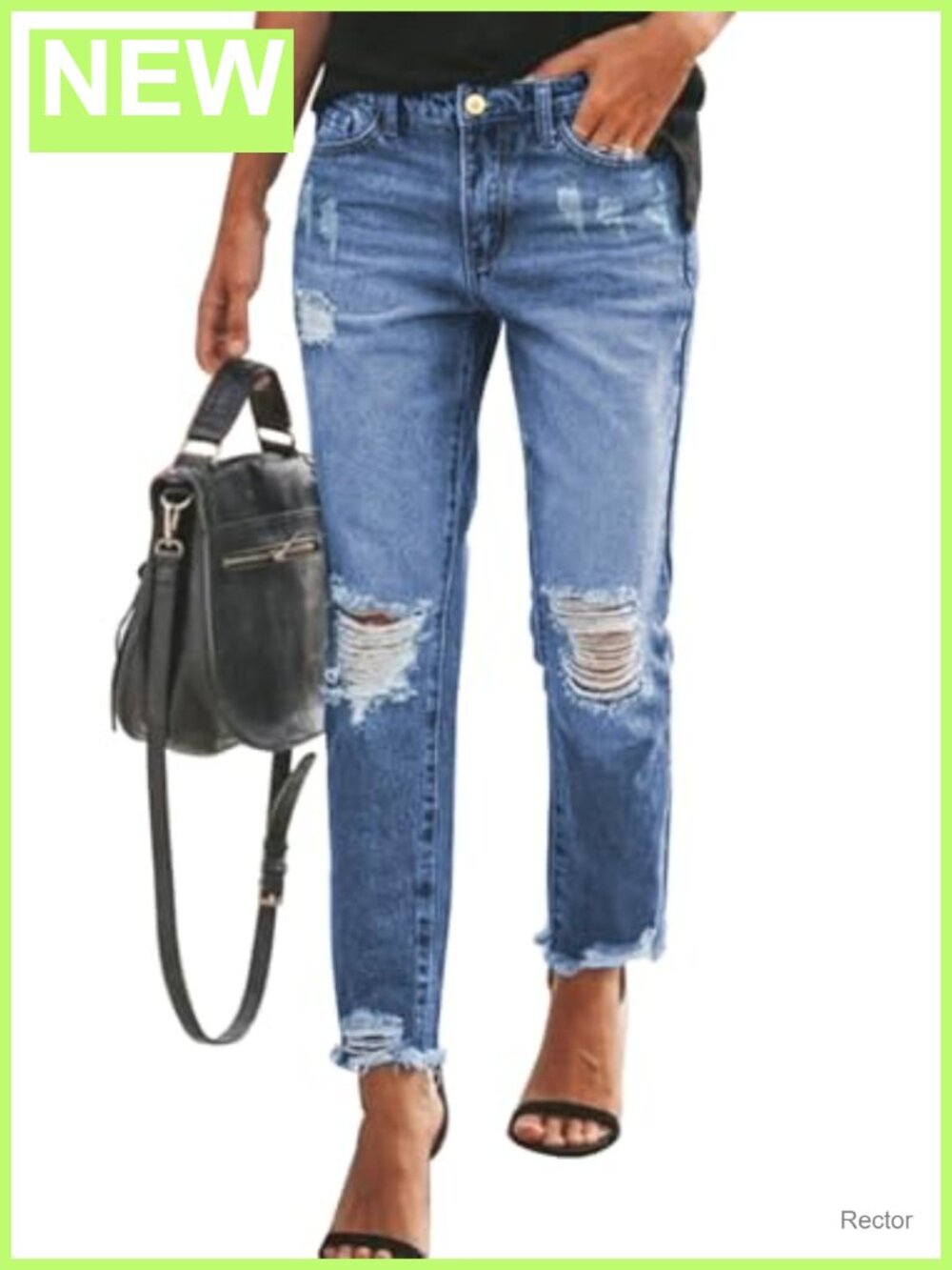 Sidefeel Women's Boyfriend Jeans Stretchy Ripped Distressed Denim Pants